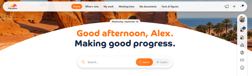 The central search box on the Bloom Hub start page, with Search and Copilot side by side
